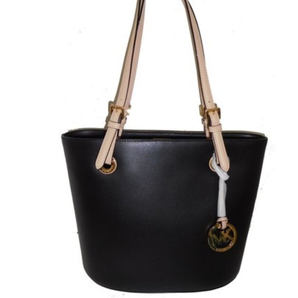 Michael Kors Handbags - Michael Kors Jet Set Item Medium Black Leather